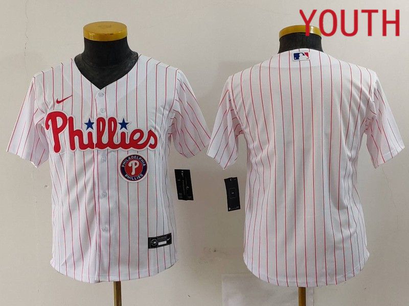 Youth Philadelphia Phillies Blank White stripe Nike Game 2024 MLB Jersey style 2->youth mlb jersey->Youth Jersey